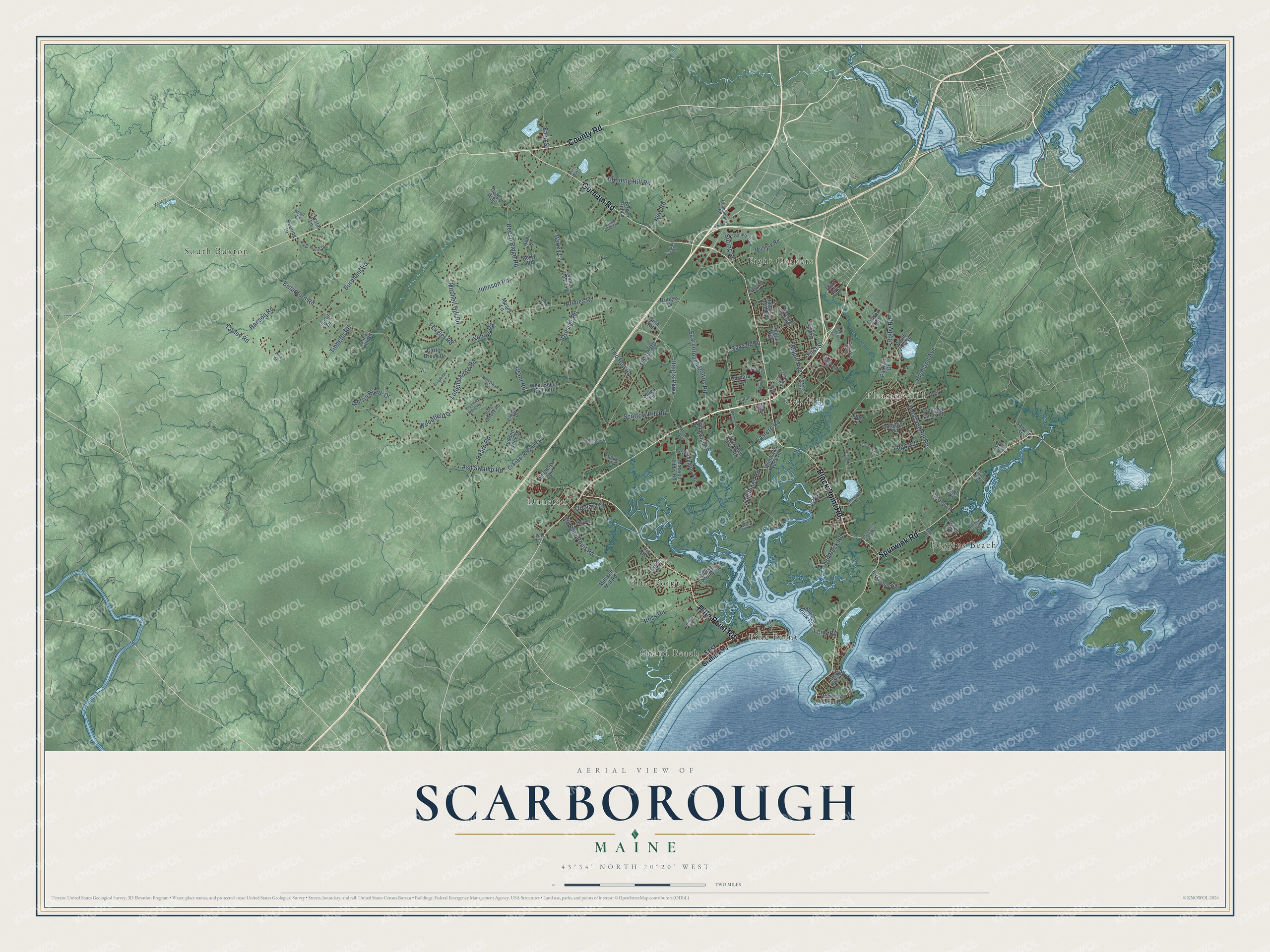 Protected watermarked complete map of Scarborough, Maine