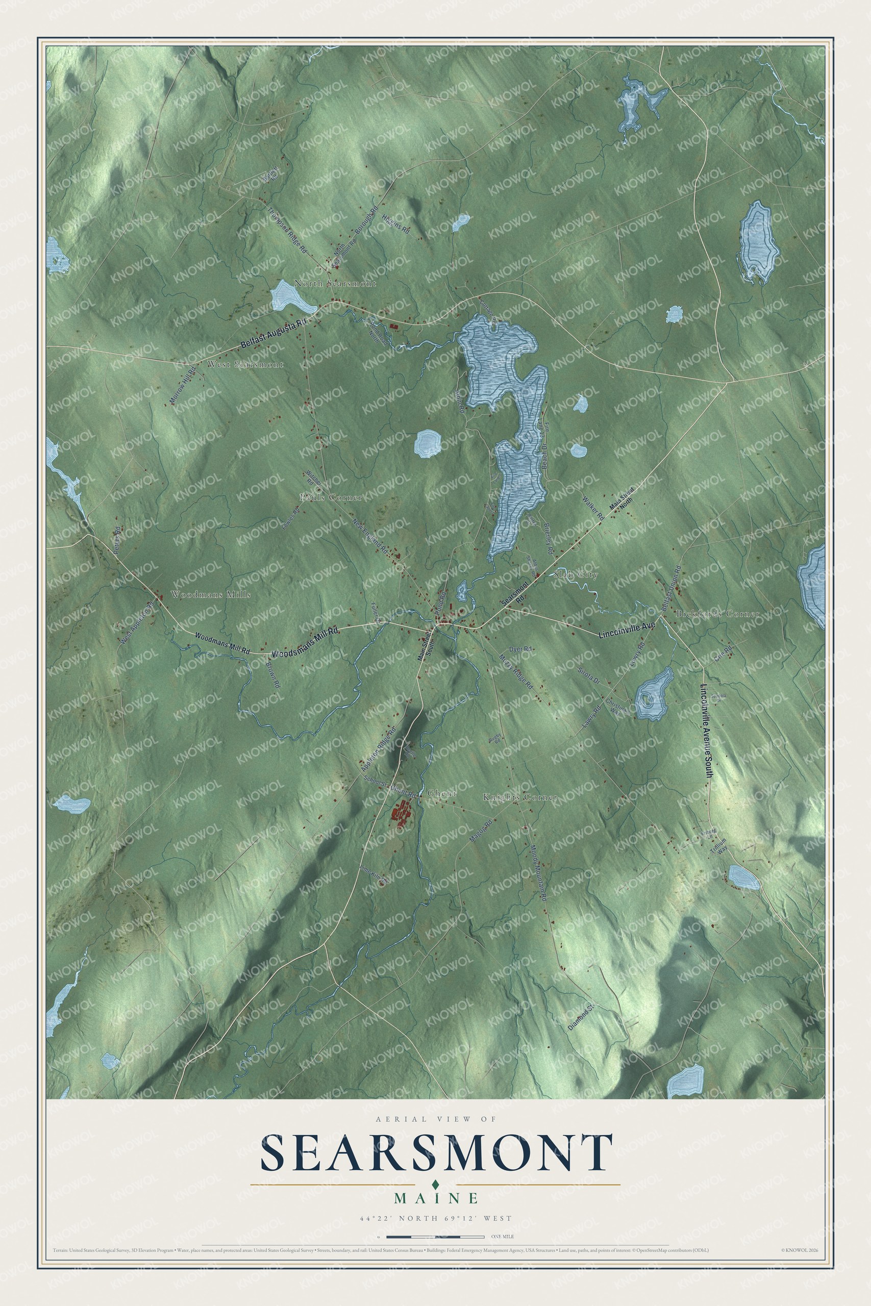 Protected watermarked complete map of Searsmont, Maine