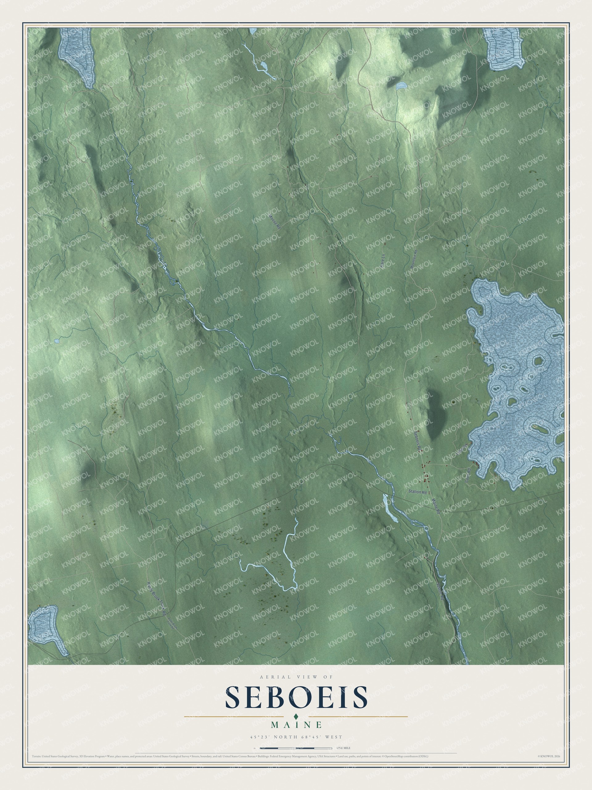 Protected watermarked complete map of Seboeis, Maine