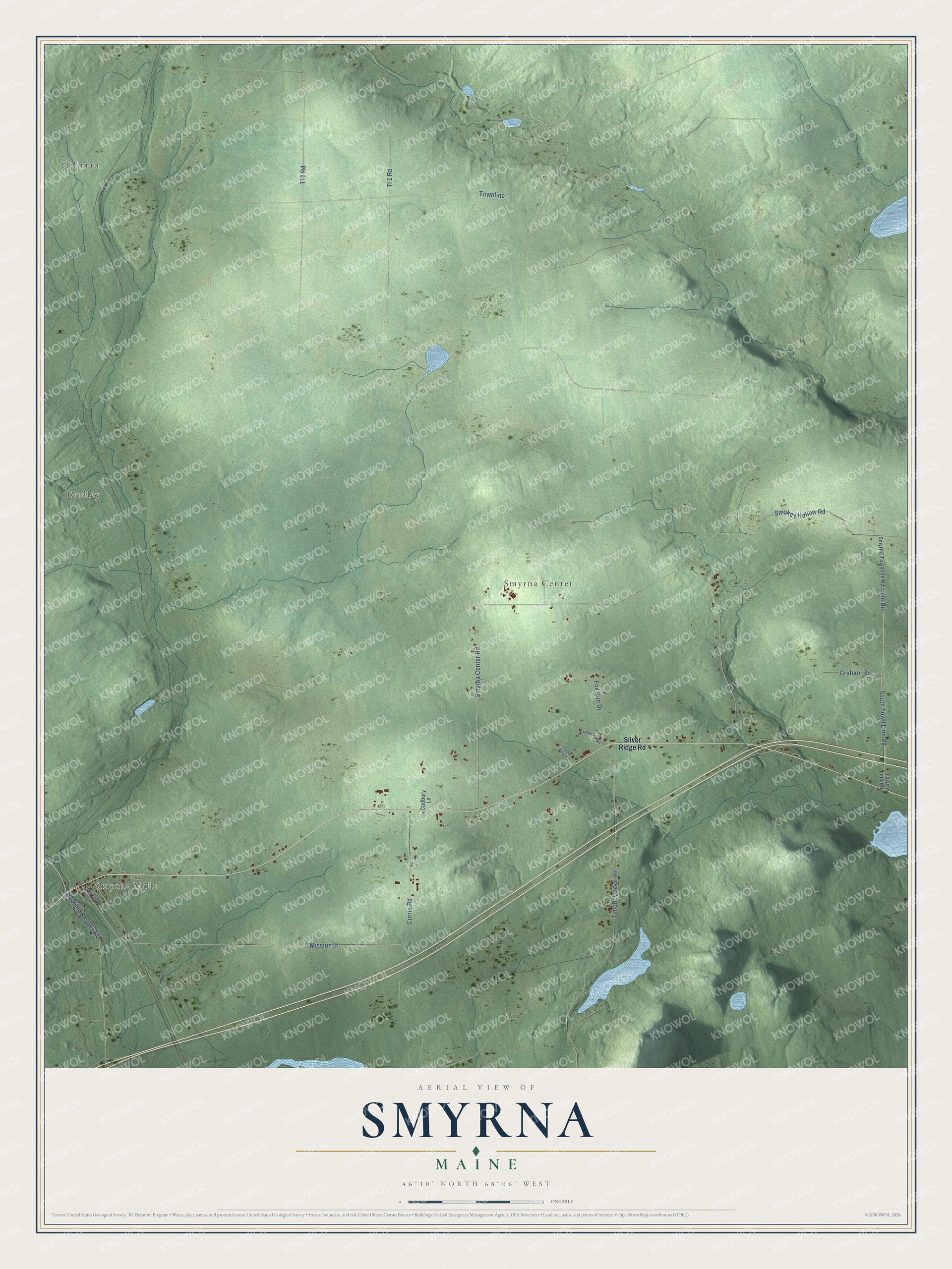 Protected watermarked complete map of Smyrna, Maine