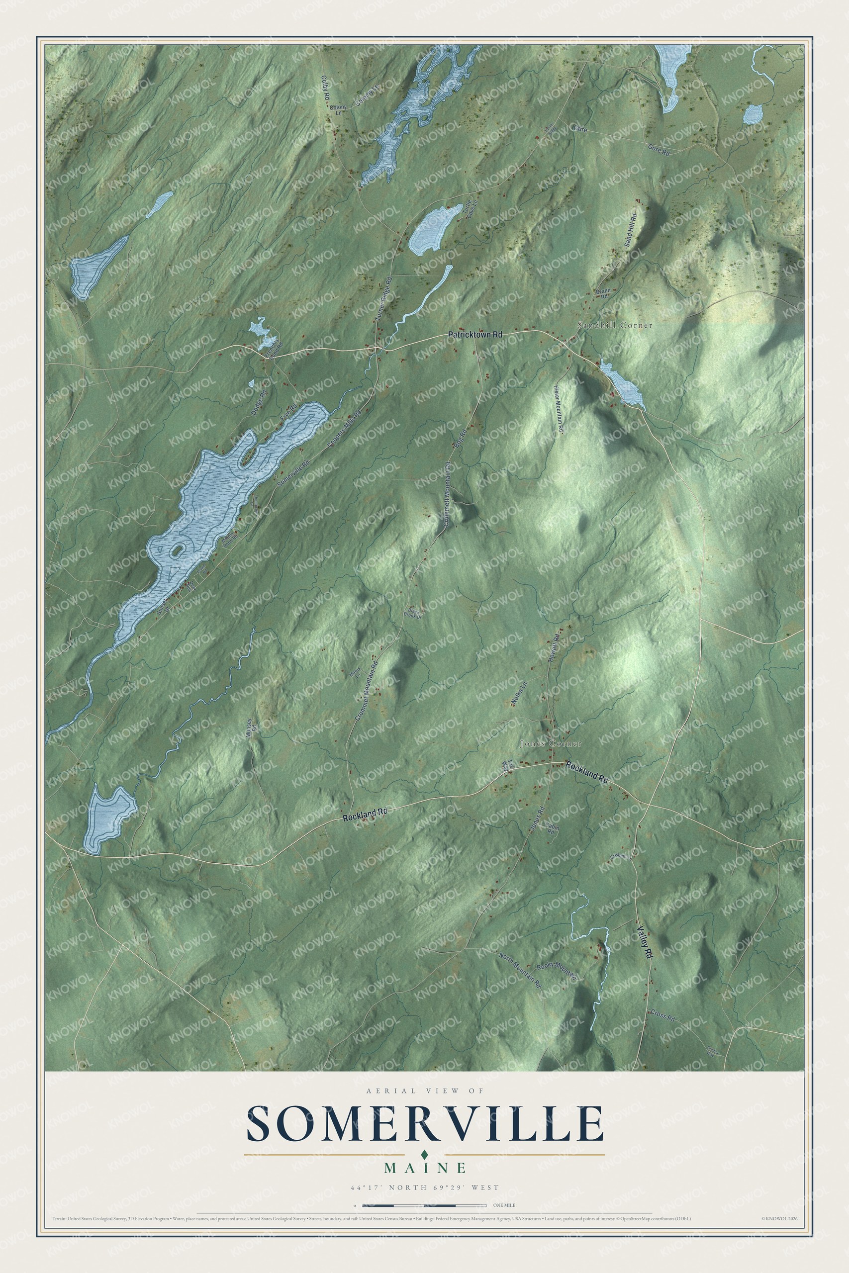 Protected watermarked complete map of Somerville, Maine