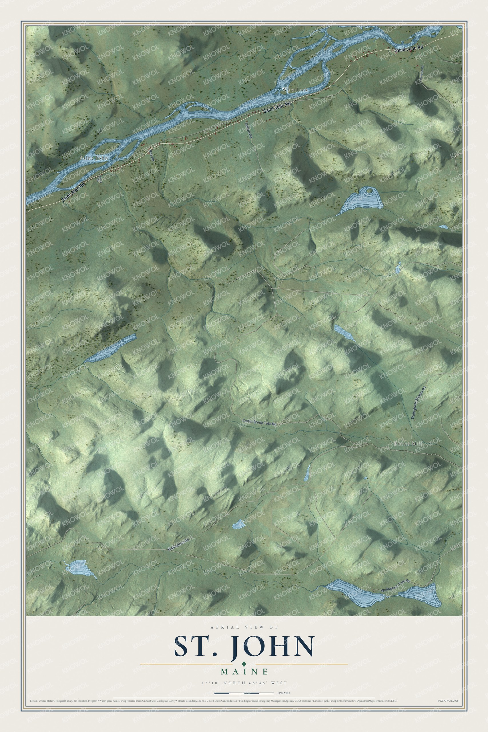 Protected watermarked complete map of St. John, Maine