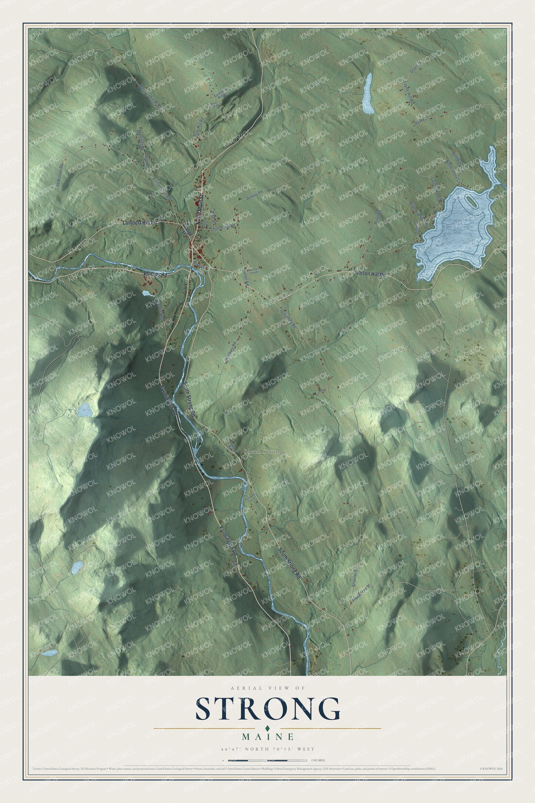 Protected watermarked complete map of Strong, Maine