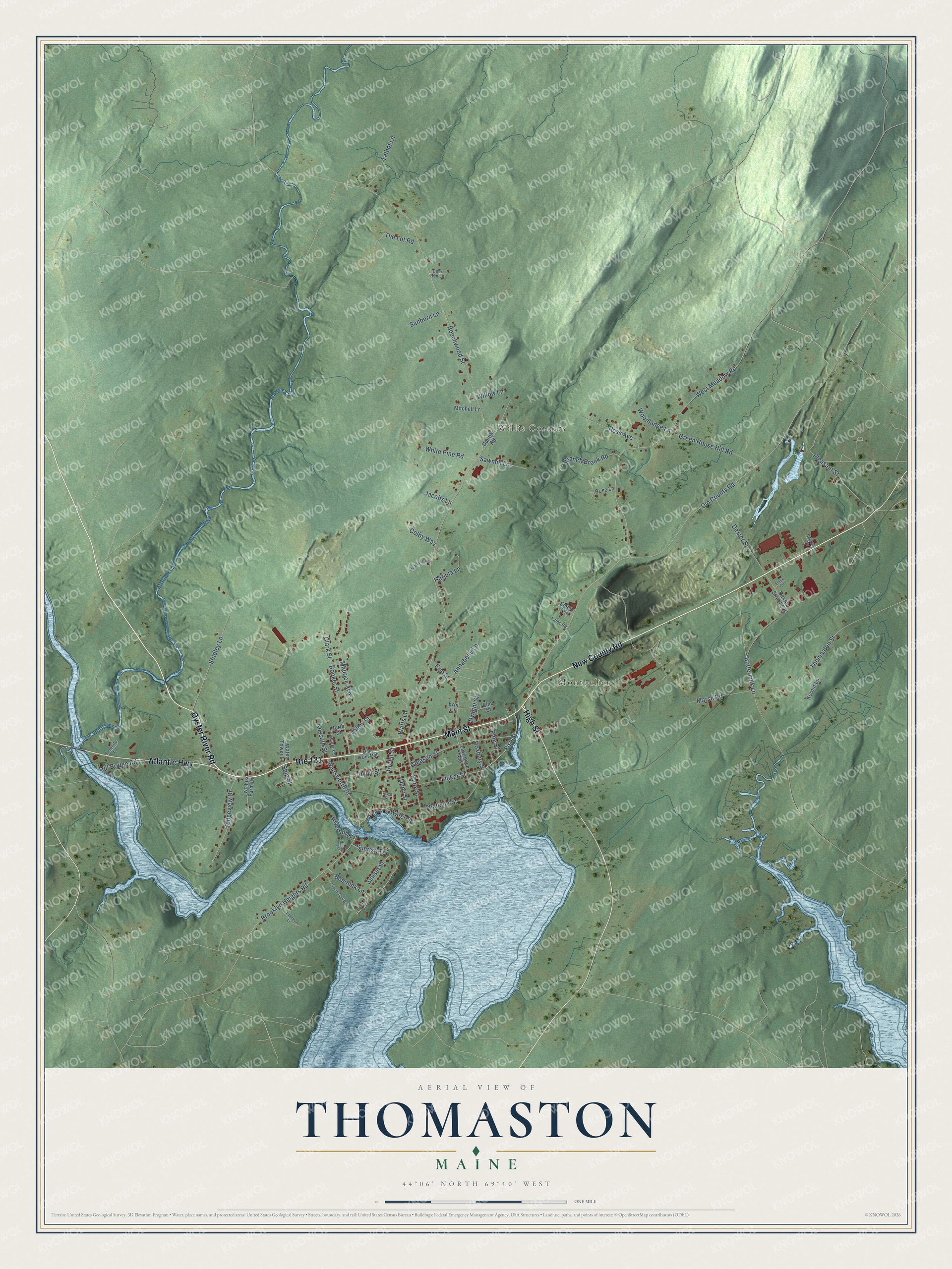 Protected watermarked complete map of Thomaston, Maine