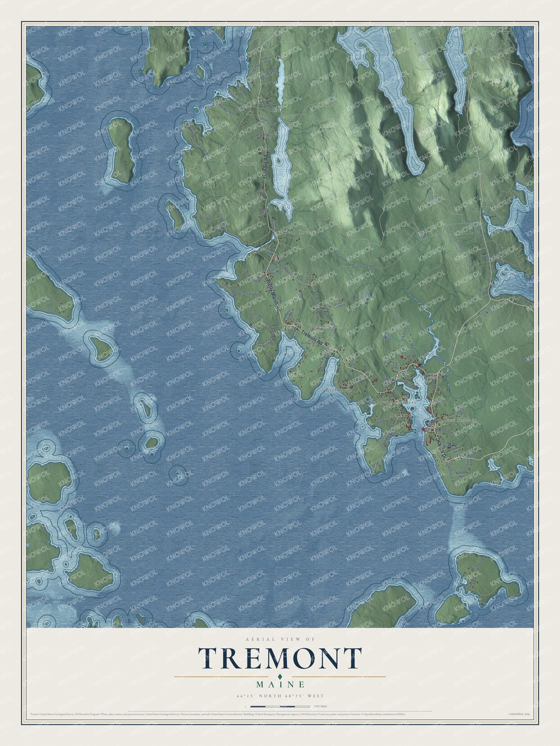 Protected watermarked complete map of Tremont, Maine