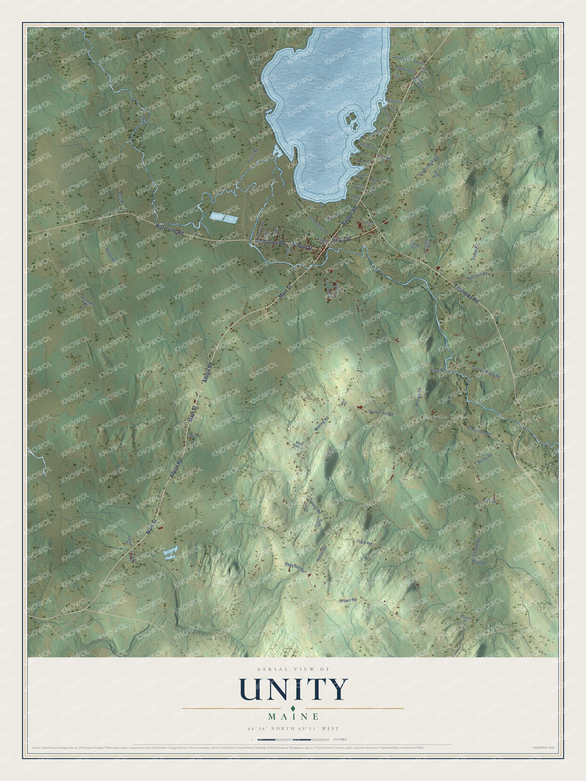 Protected watermarked complete map of Unity, Maine