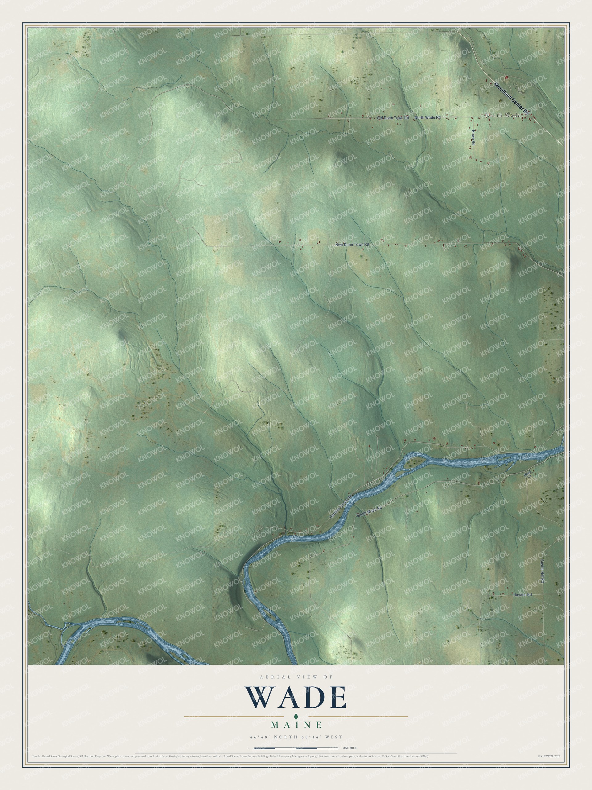 Protected watermarked complete map of Wade, Maine