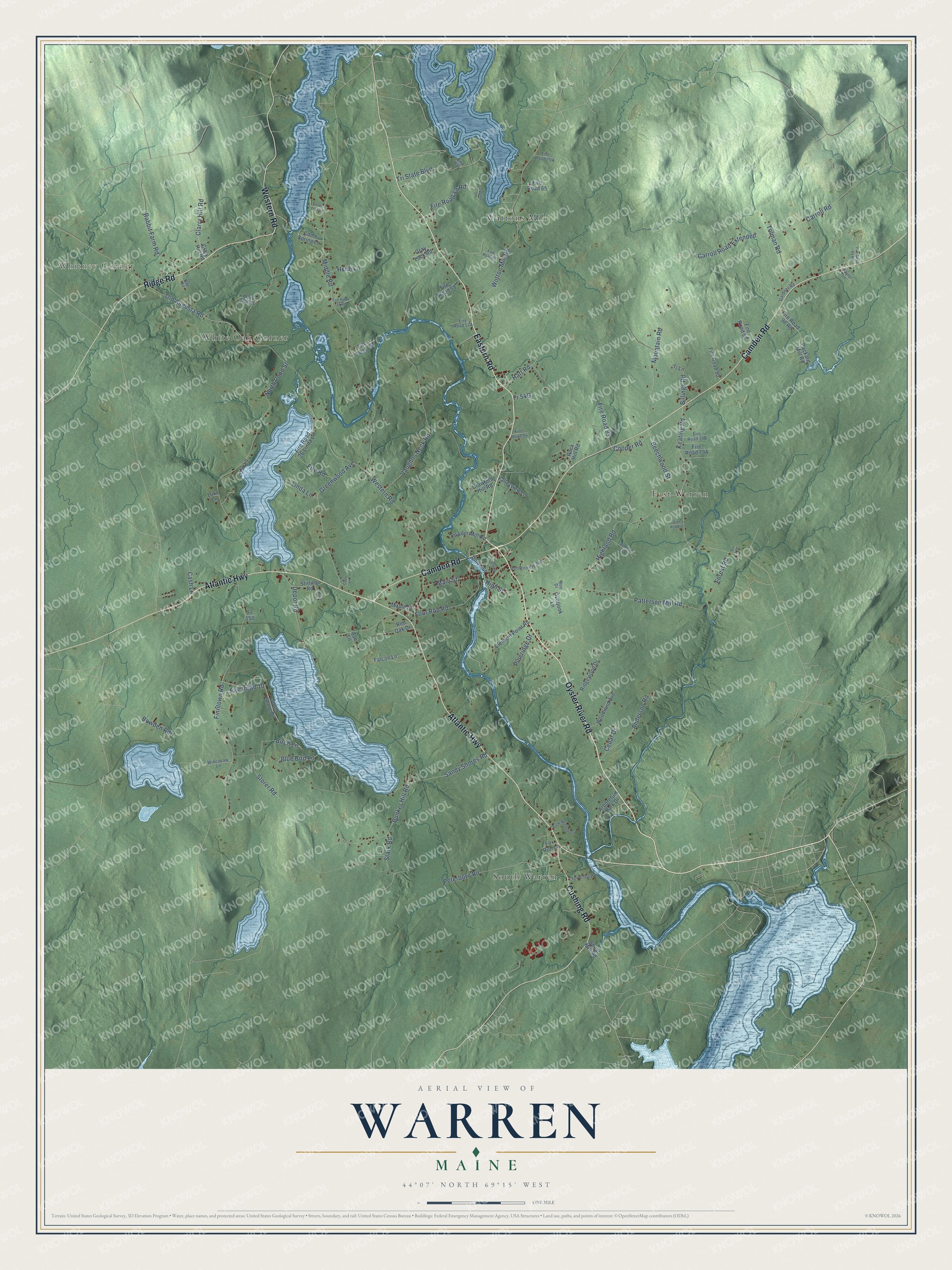 Protected watermarked complete map of Warren, Maine