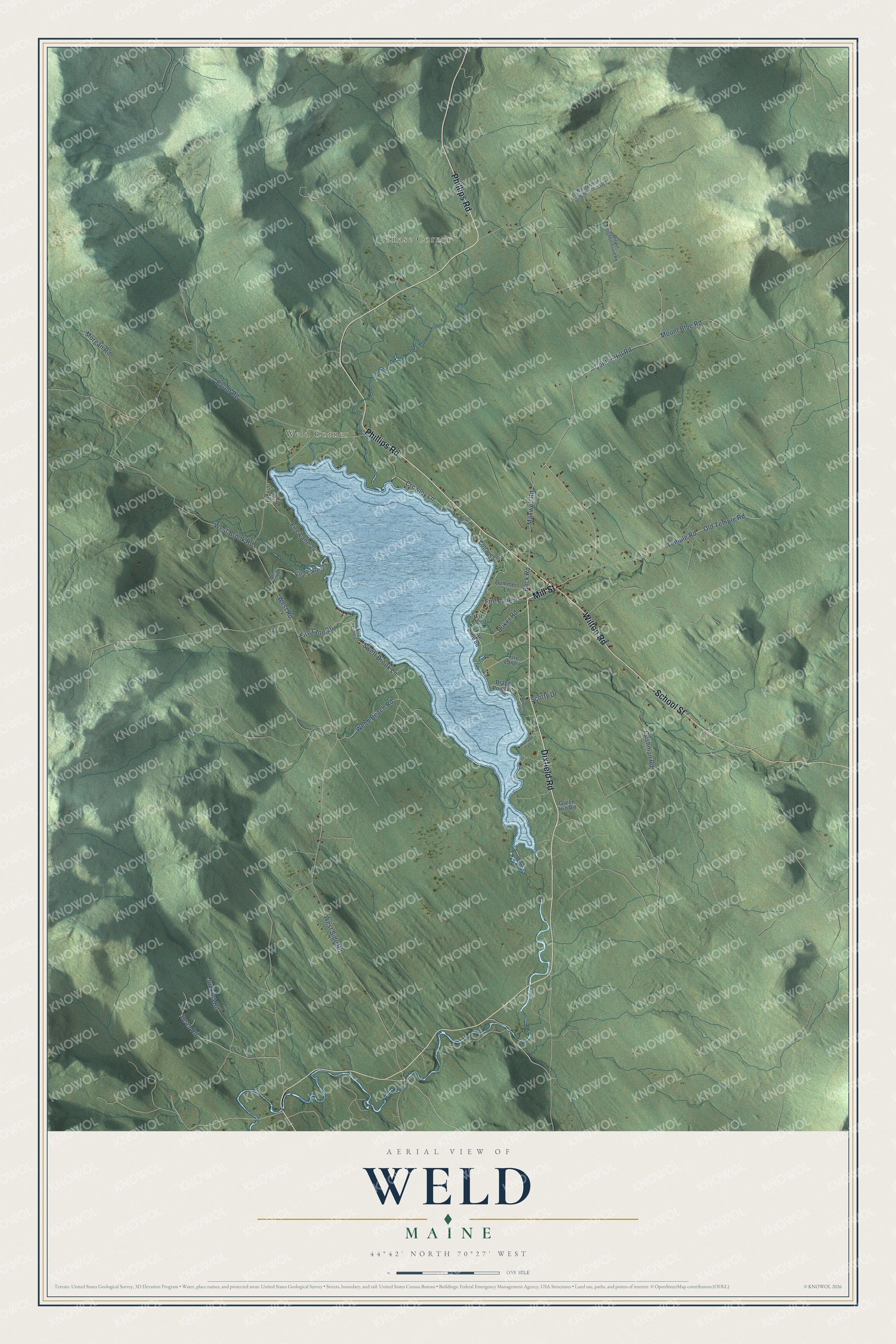 Protected watermarked complete map of Weld, Maine