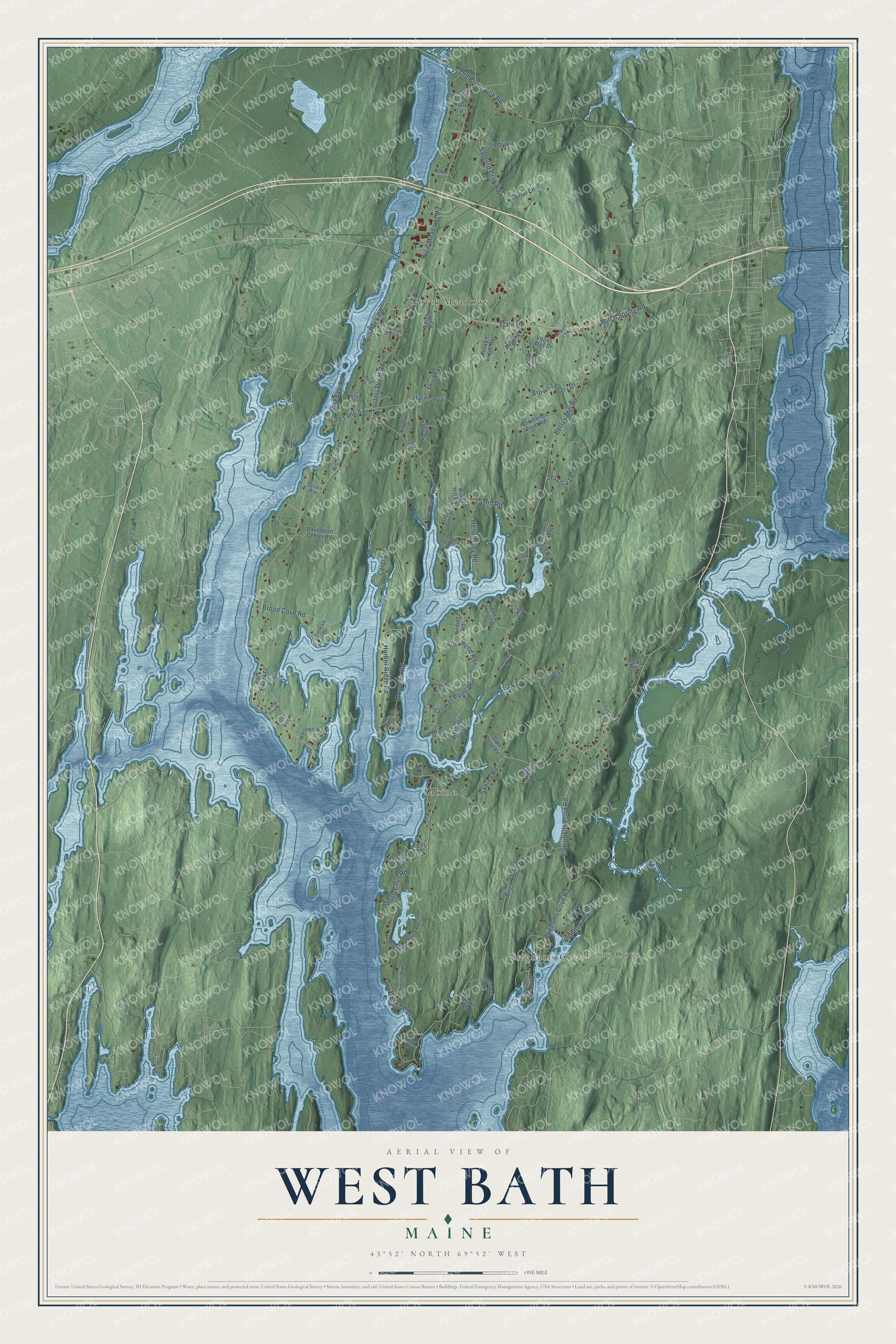 Protected watermarked complete map of West Bath, Maine