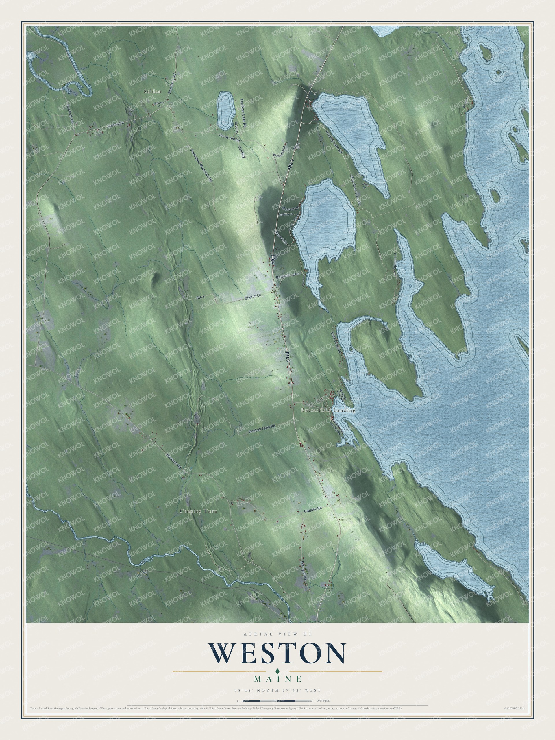Protected watermarked complete map of Weston, Maine