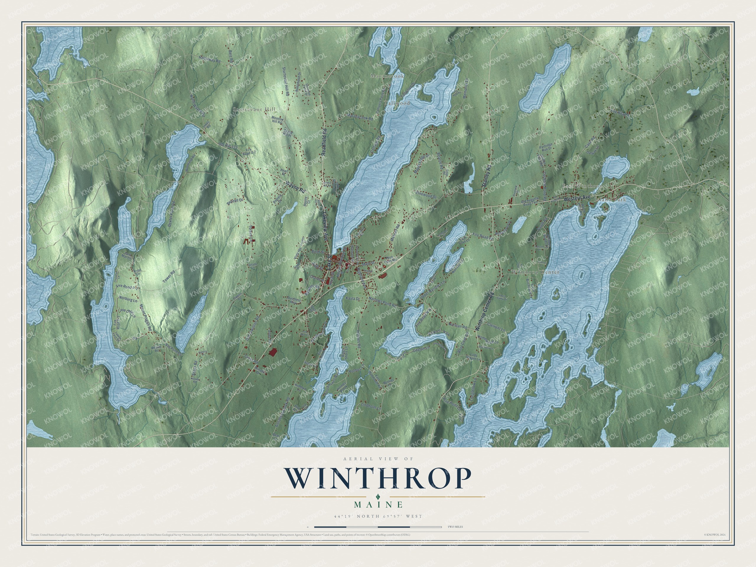 Protected watermarked complete map of Winthrop, Maine
