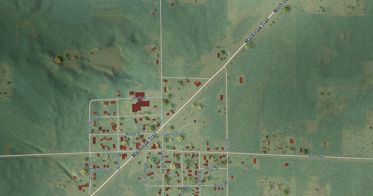 Map of Alba, Michigan in 2026