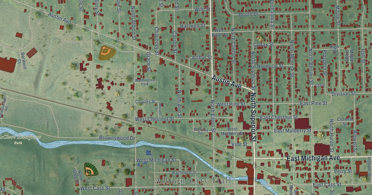 Map of Albion City, Michigan in 2026
