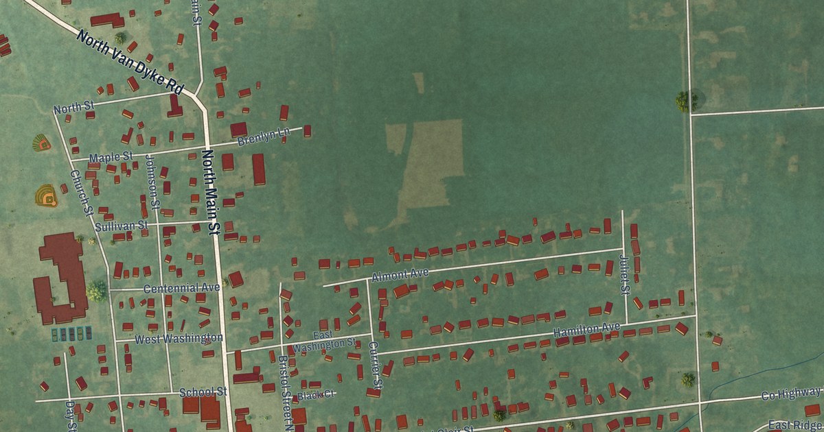 Map of Almont Village, Michigan in 2026