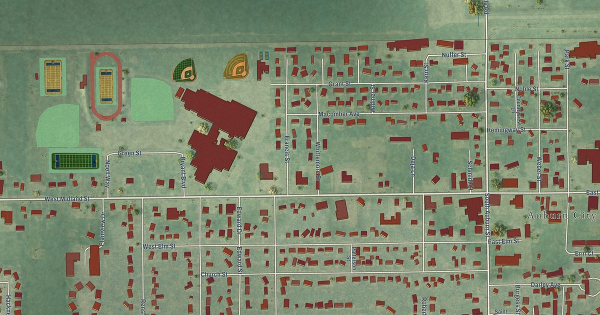 Map of Auburn, Michigan in 2026