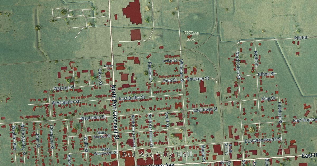 Map of Bad Axe, Michigan in 2026