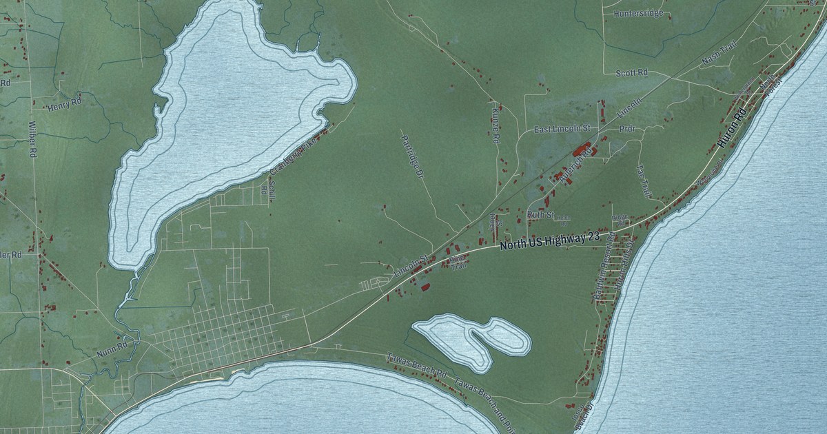 Map of Baldwin, Iosco County, Michigan in 2026
