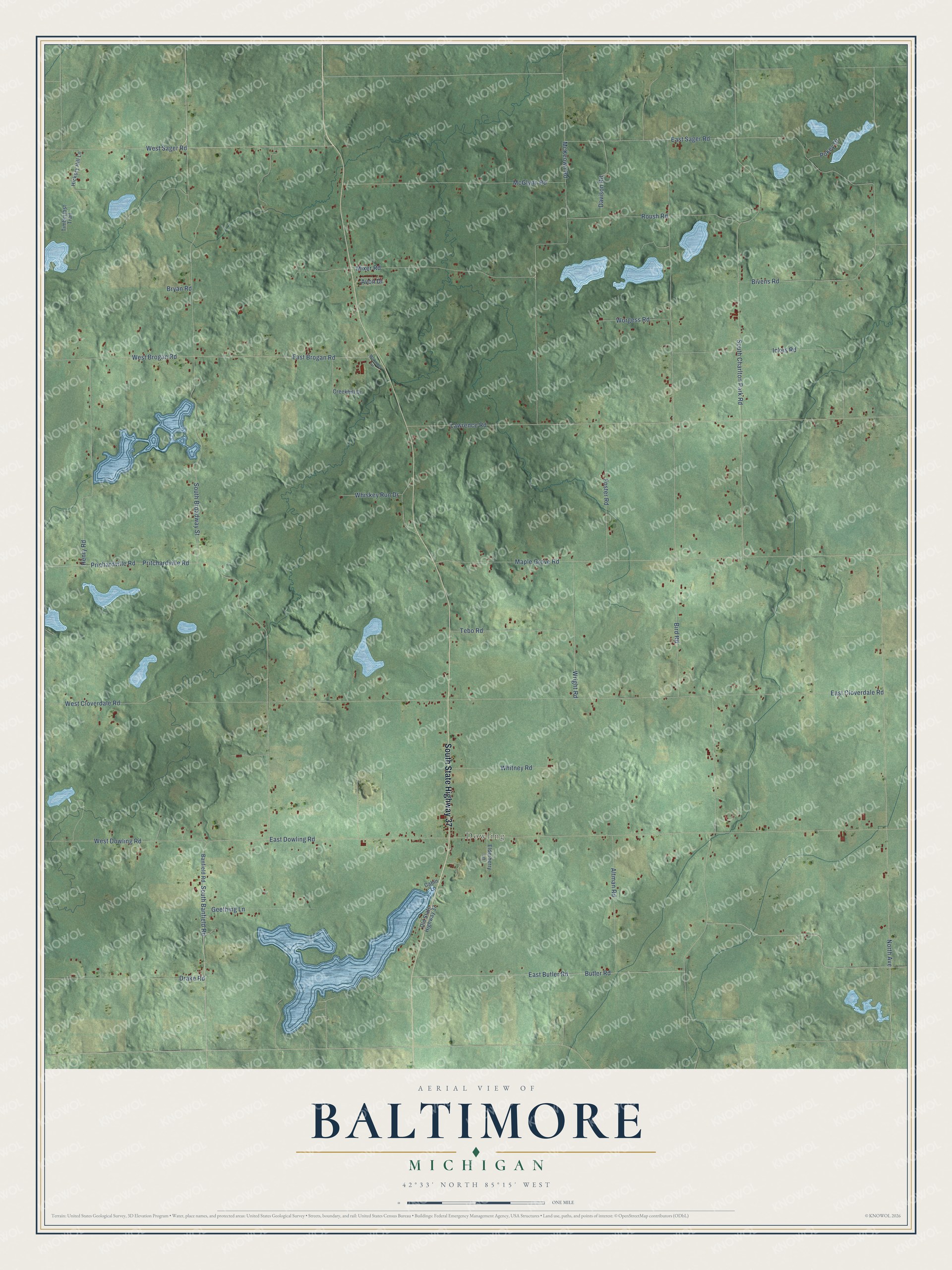 Watermarked full-map preview of Baltimore, Michigan