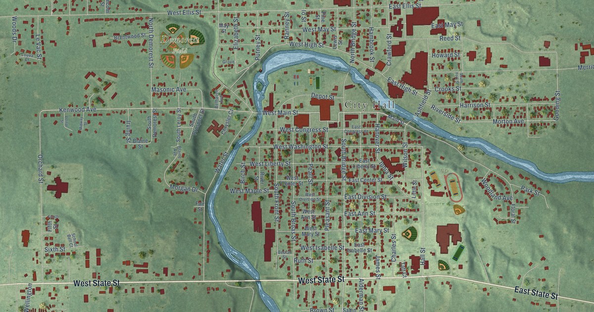 Map of Belding, Michigan in 2026