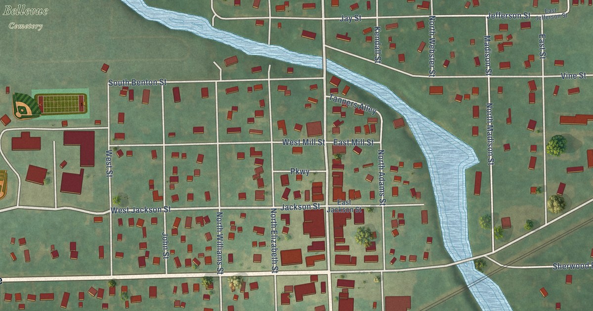 Map of Bellevue Village, Michigan in 2026