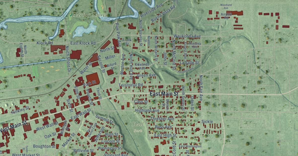 Map of Benton Harbor, Michigan in 2026