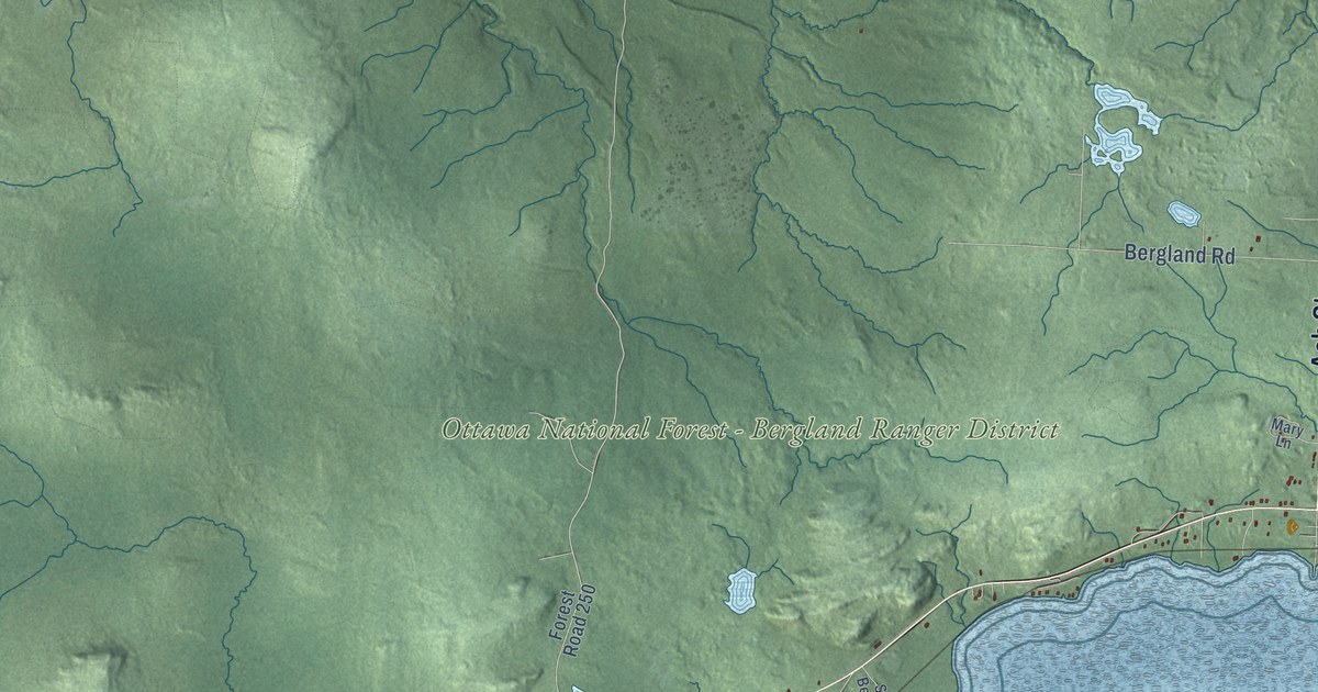 Map of Bergland, Michigan in 2026
