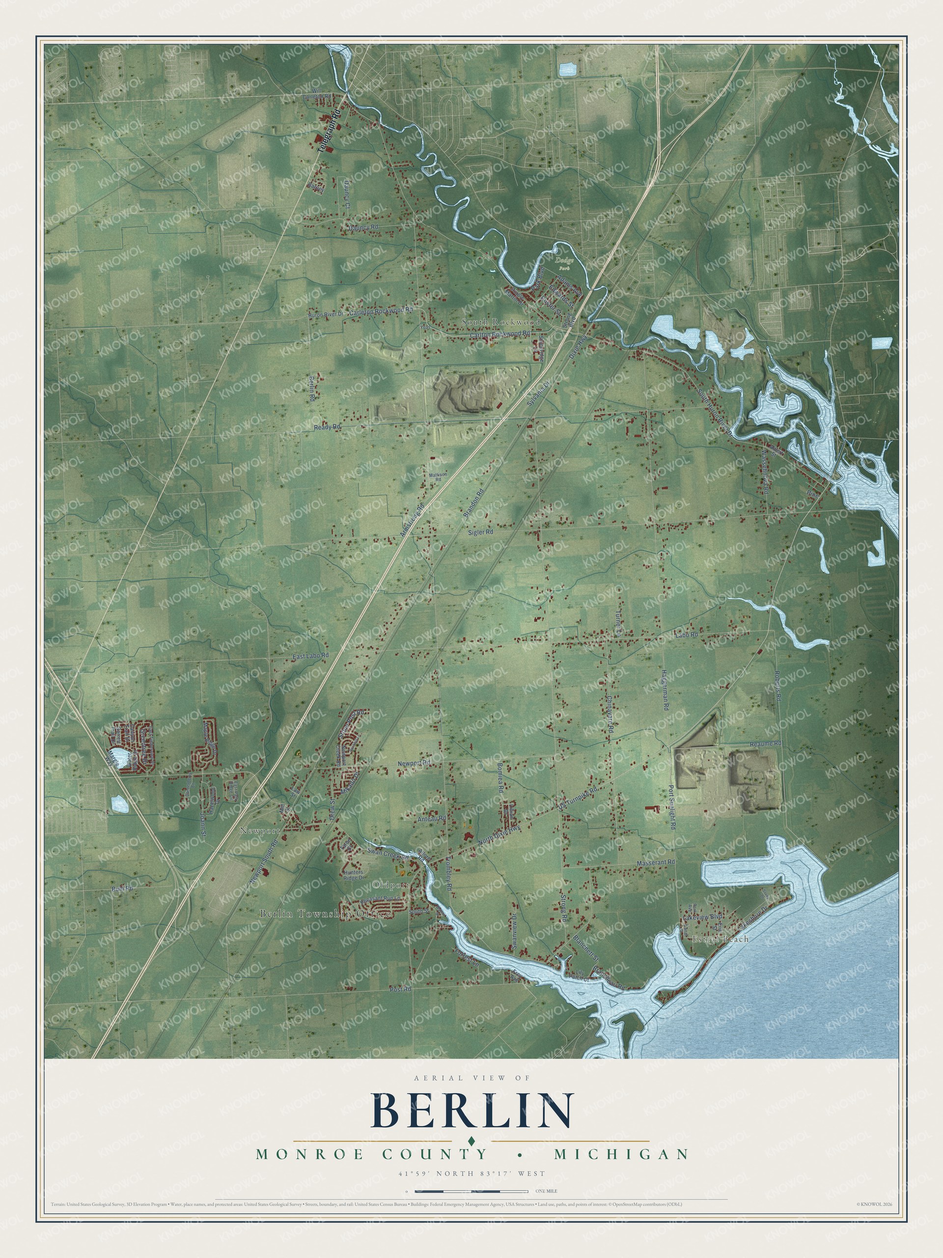 Watermarked full-map preview of Berlin, Michigan