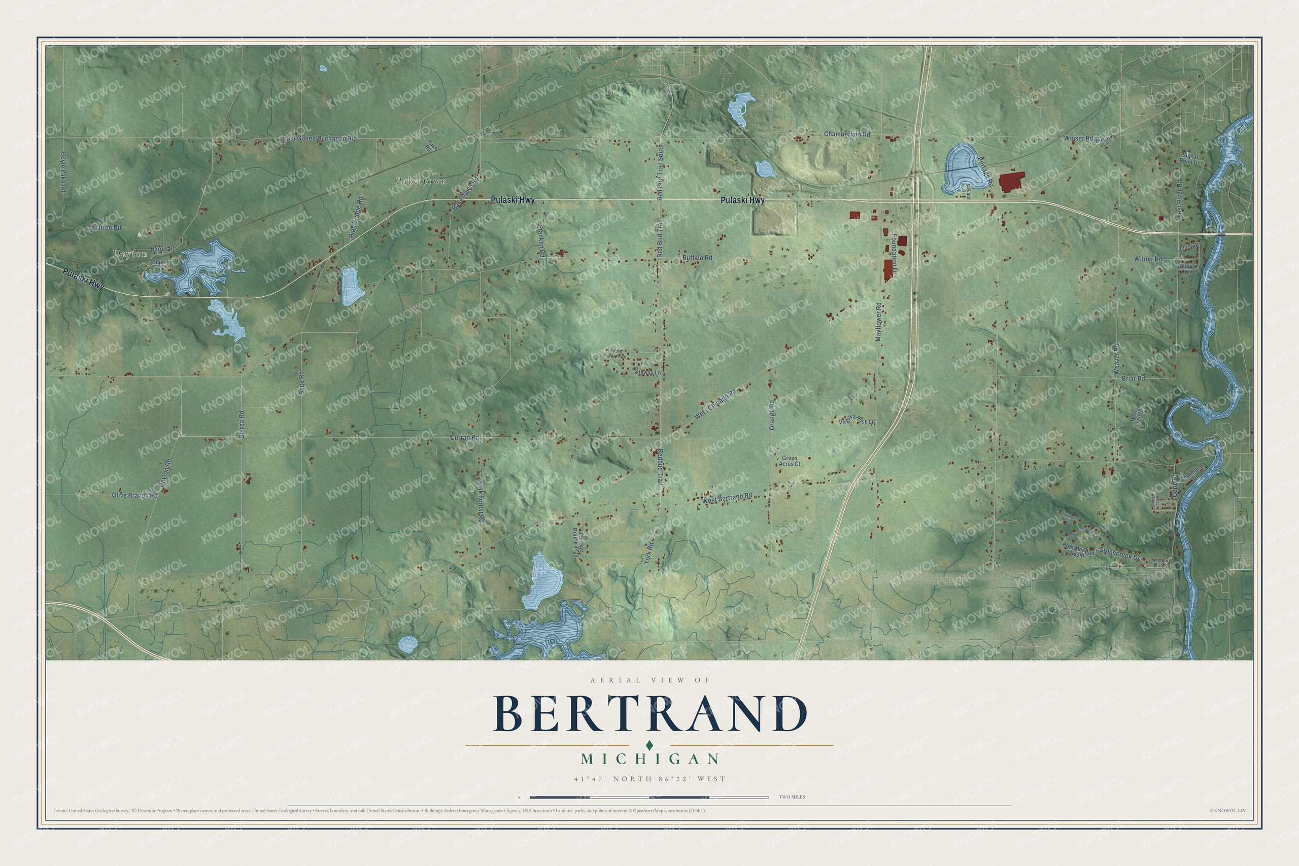 Watermarked full-map preview of Bertrand, Michigan