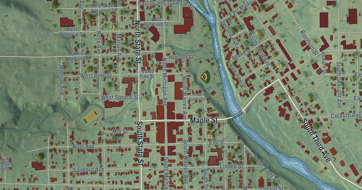 Map of Big Rapids City, Michigan in 2026