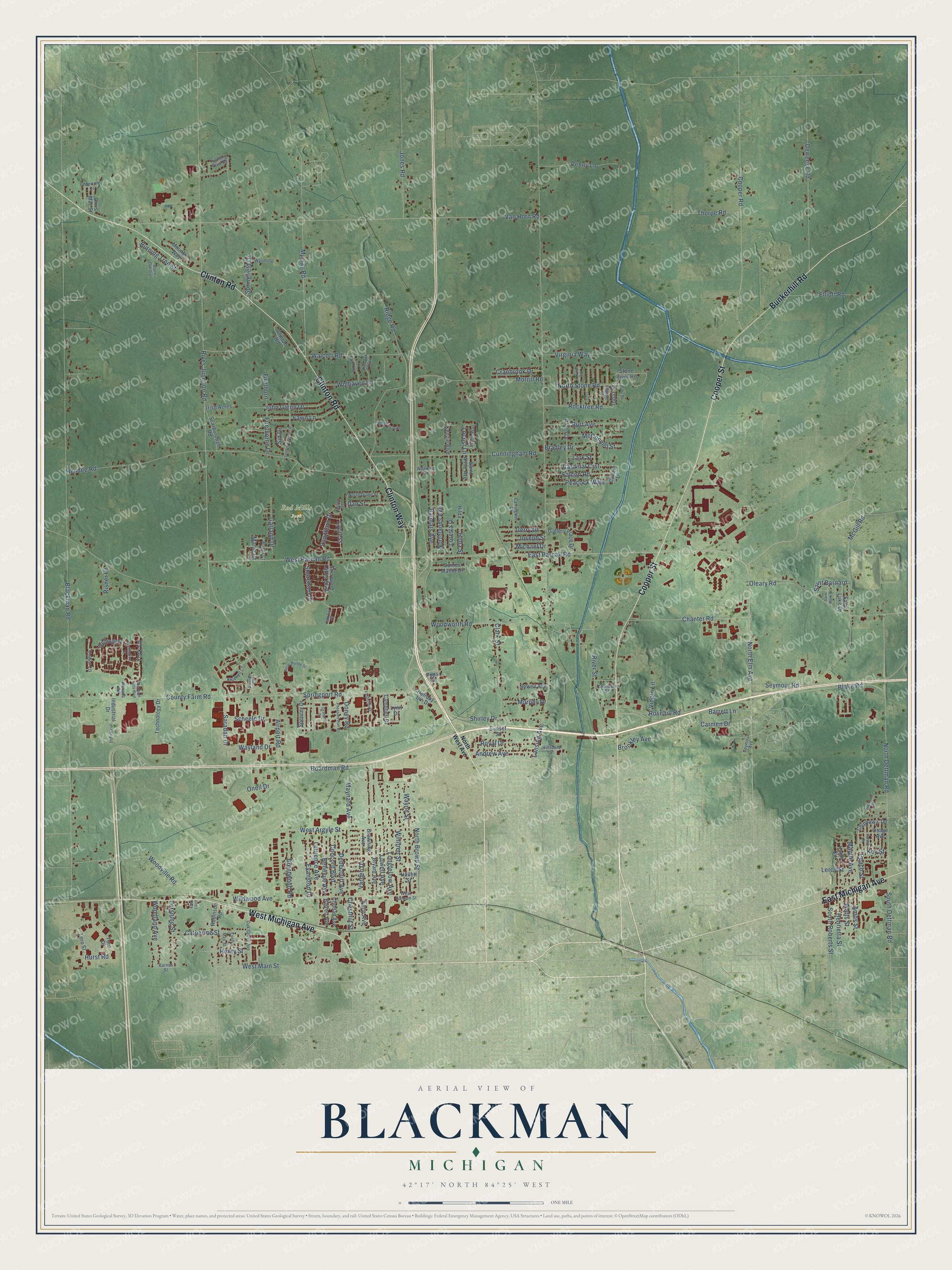 Watermarked full-map preview of Blackman, Michigan