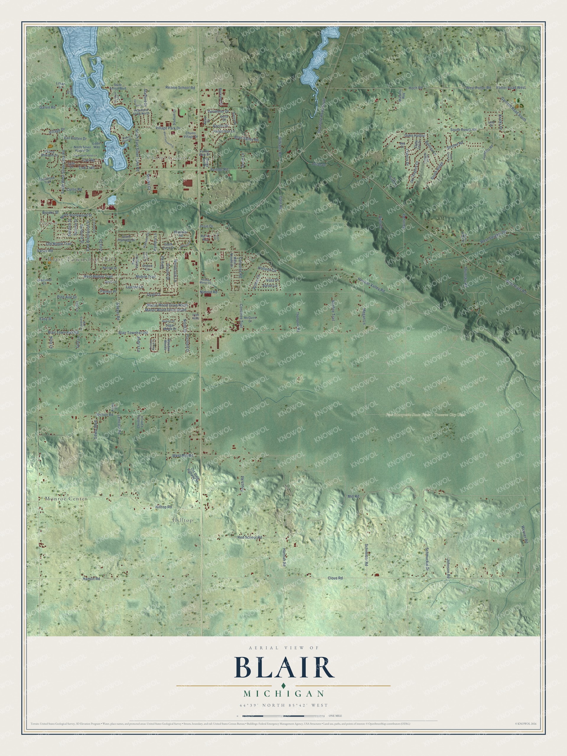 Watermarked full-map preview of Blair, Michigan