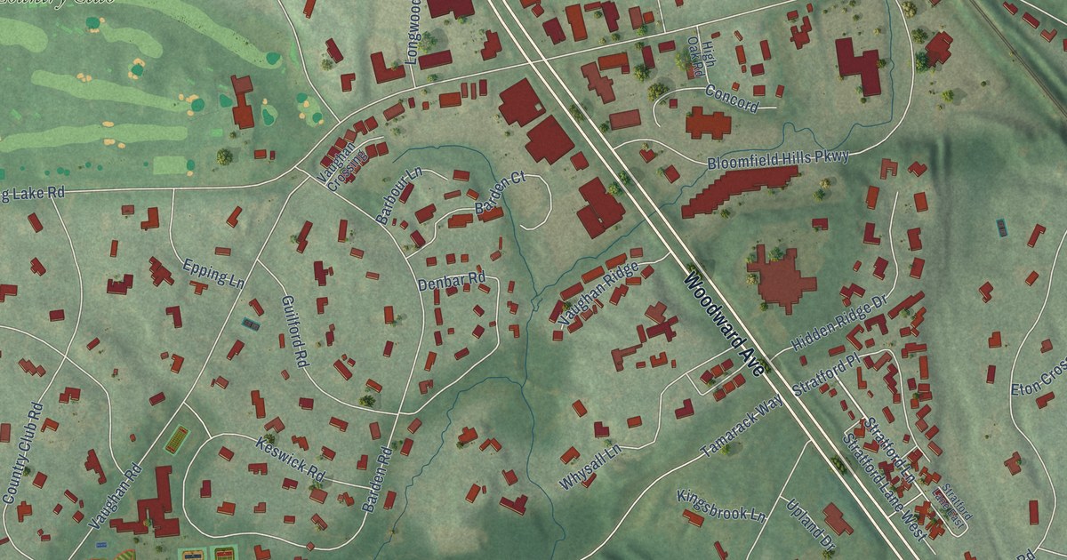 Map of Bloomfield Hills, Michigan in 2026