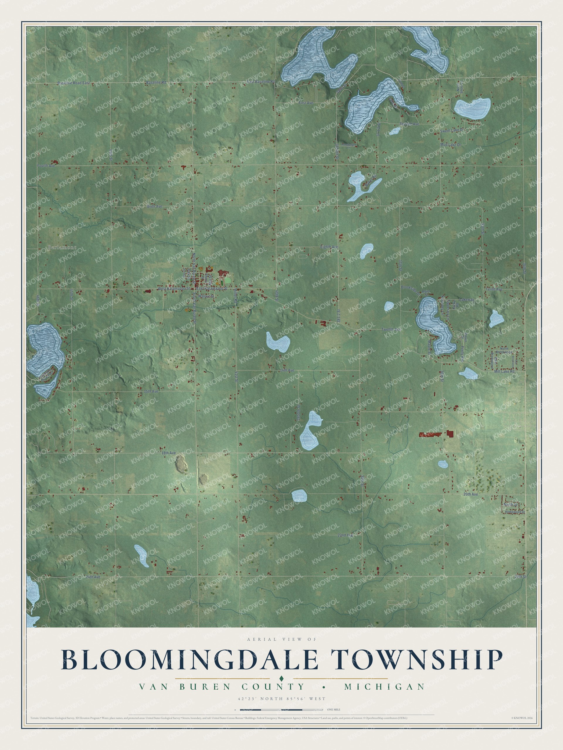 Watermarked full-map preview of Bloomingdale, Michigan