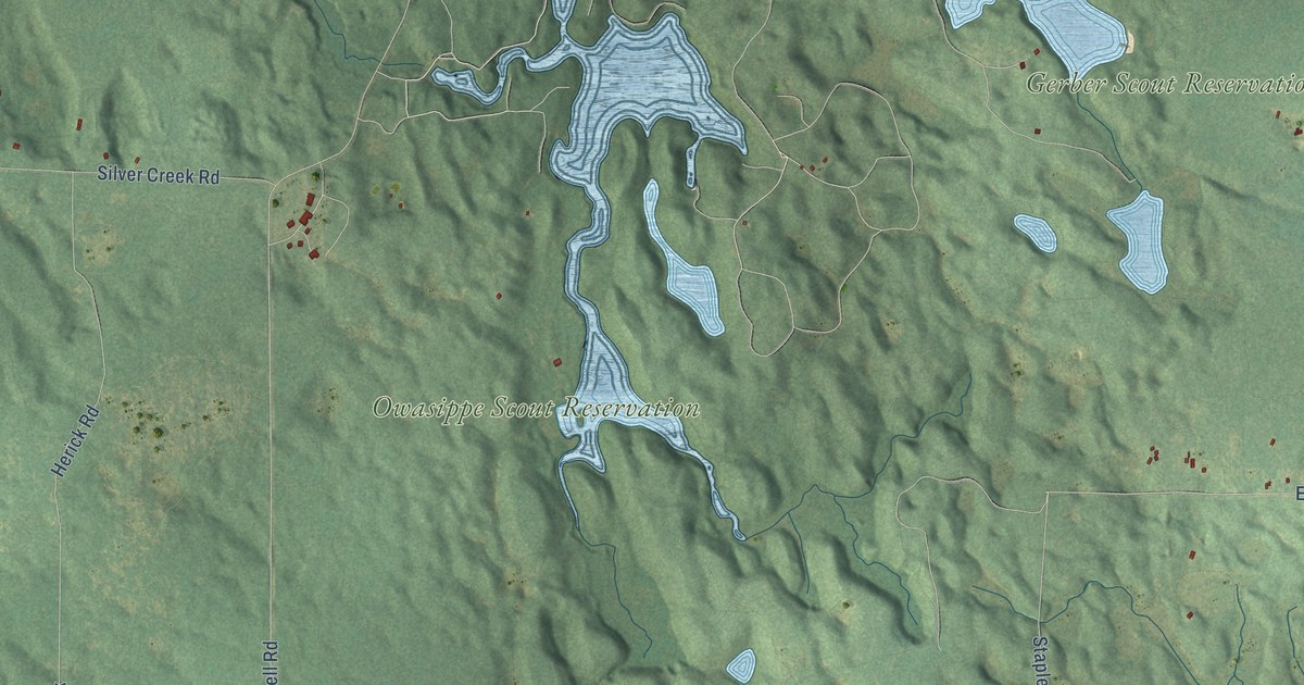 Map of Blue Lake, Muskegon County, Michigan in 2026