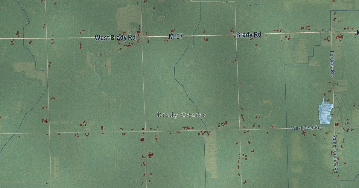 Map of Brady, Saginaw County, Michigan in 2026