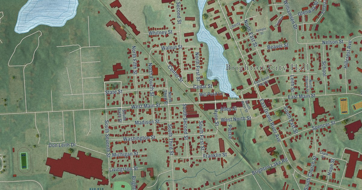 Map of Brighton City, Michigan in 2026
