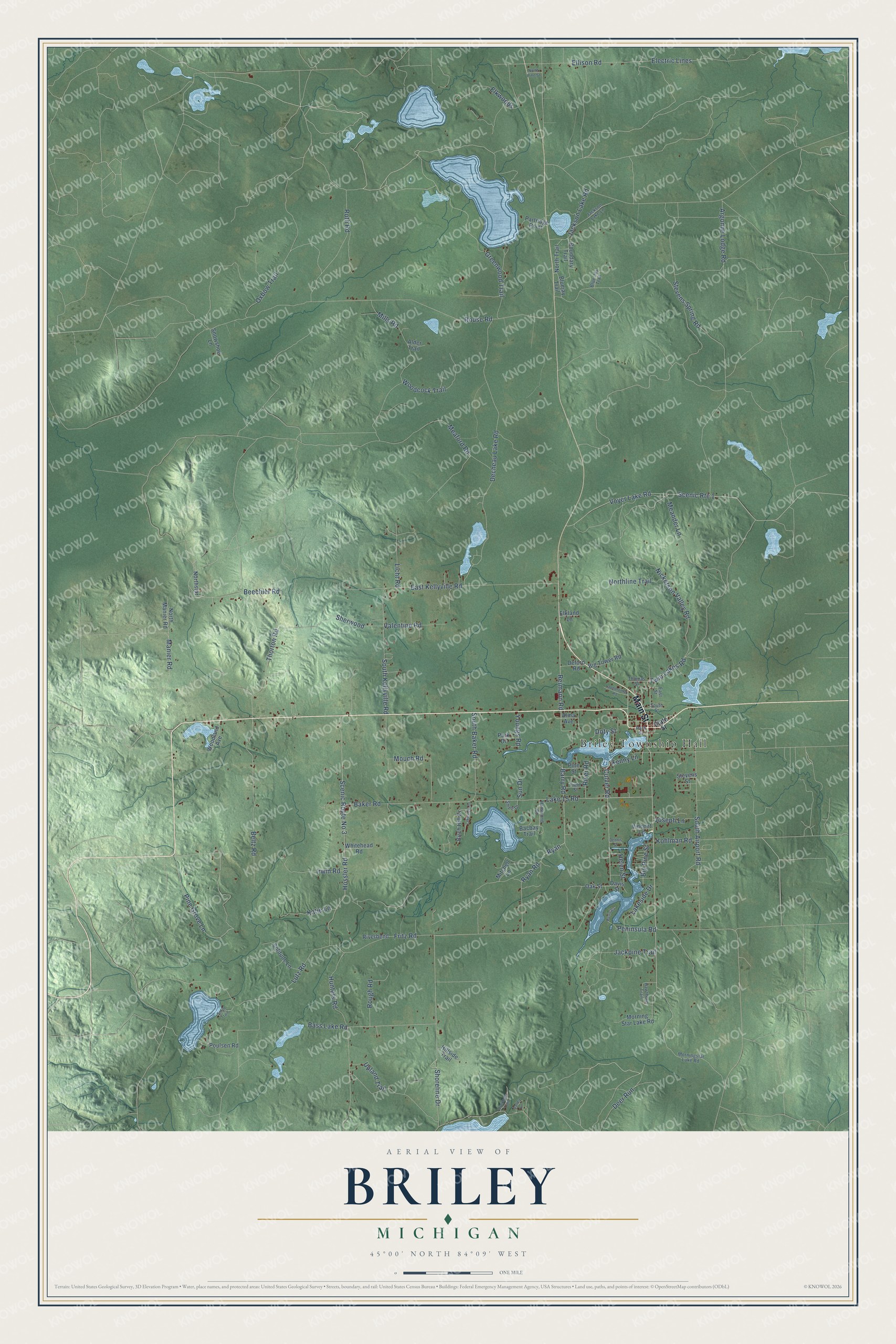 Watermarked full-map preview of Briley, Michigan