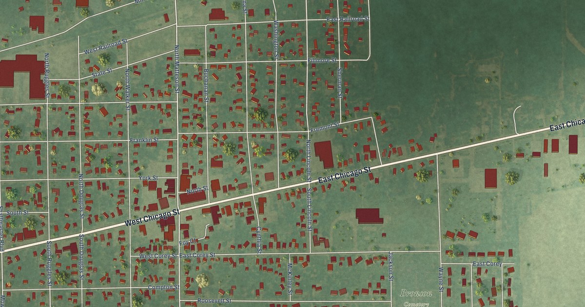 Map of Bronson City, Michigan in 2026