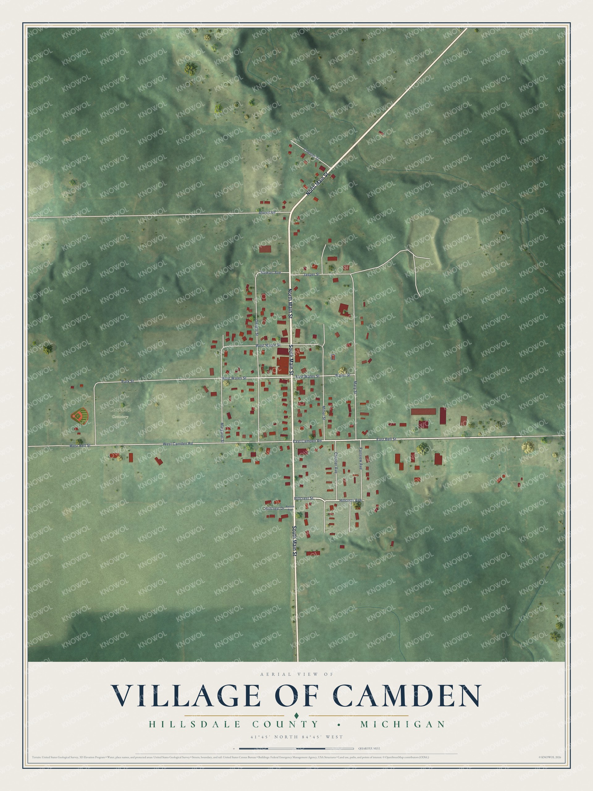 Watermarked full-map preview of Camden, Michigan