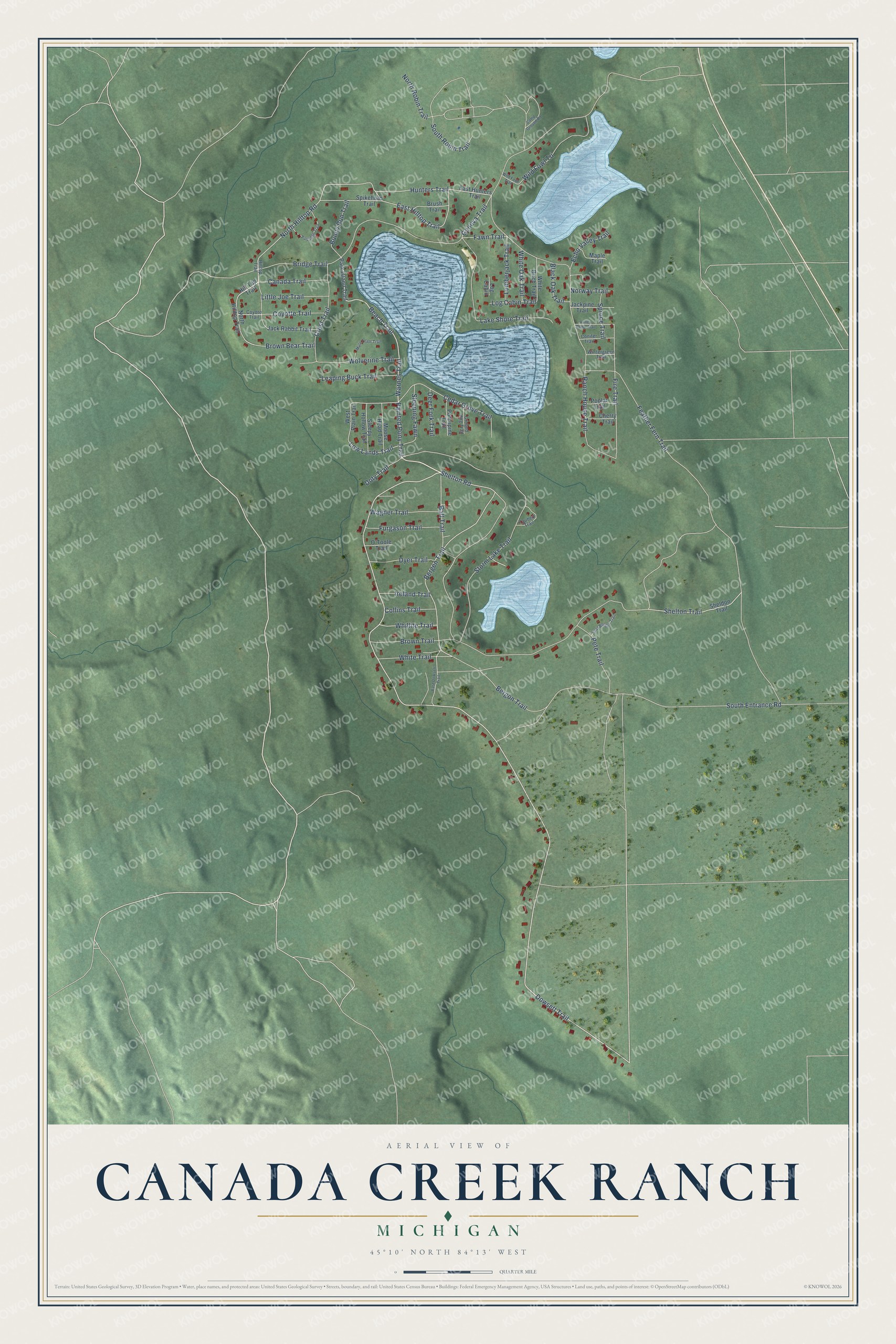 Watermarked full-map preview of Canada Creek Ranch, Michigan