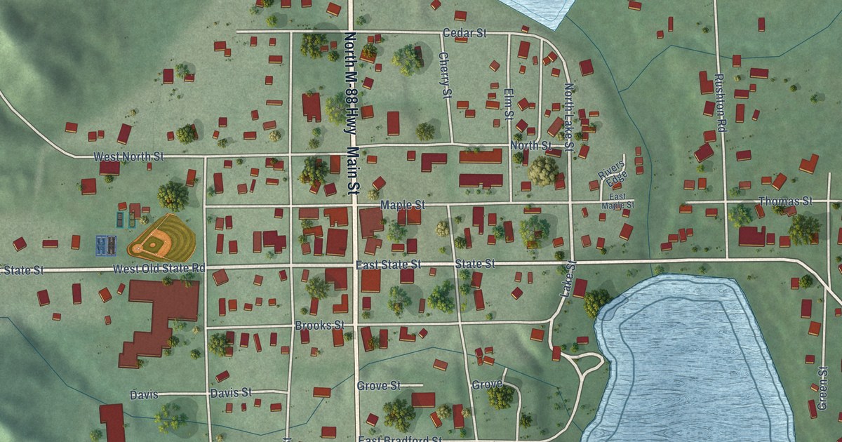Map of Central Lake Village, Michigan in 2026
