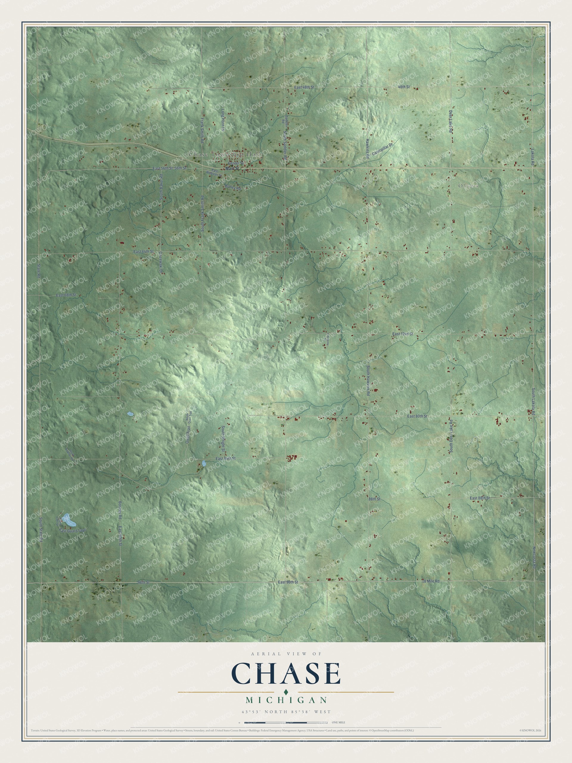 Watermarked full-map preview of Chase, Michigan