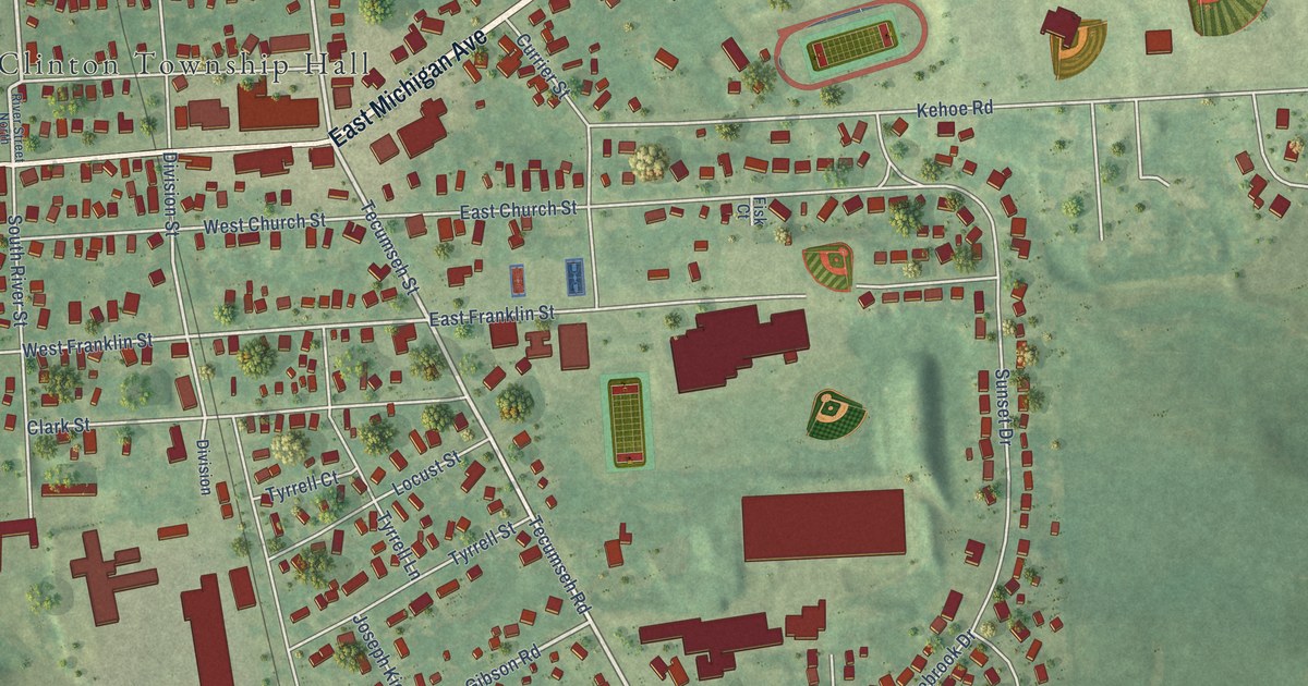 Map of Clinton Village, Lenawee County, Michigan in 2026