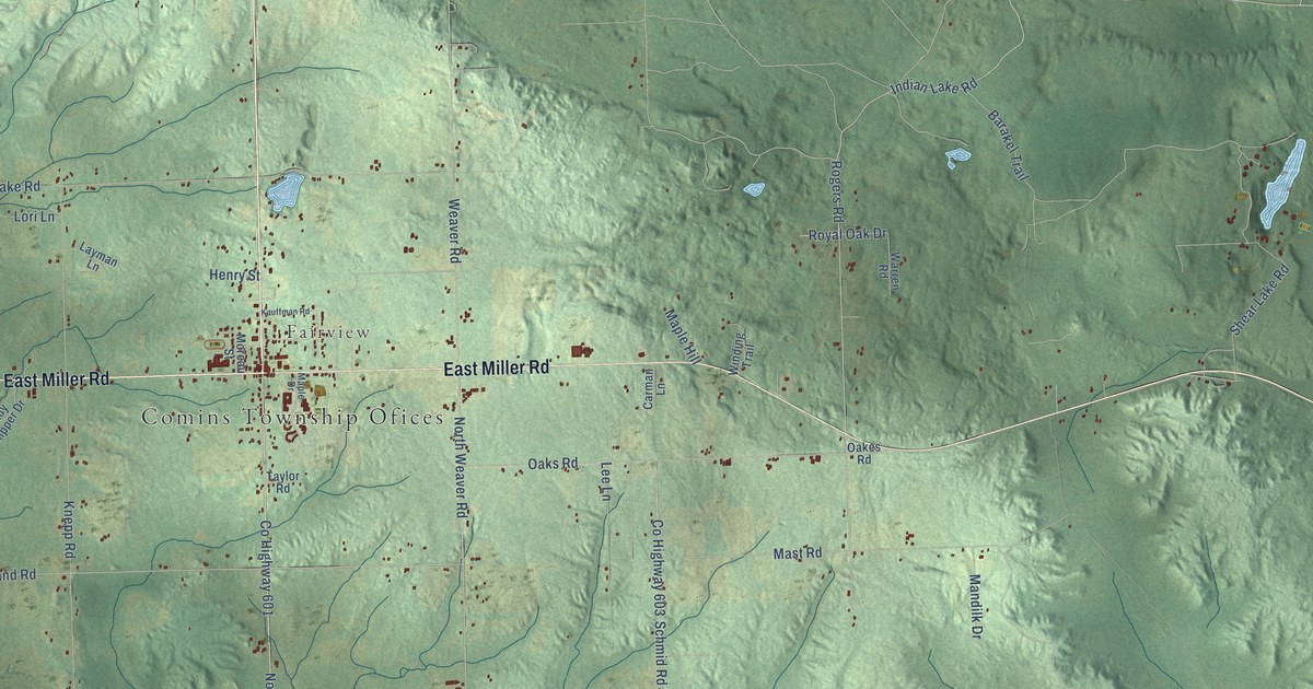 Map of Comins, Michigan in 2026