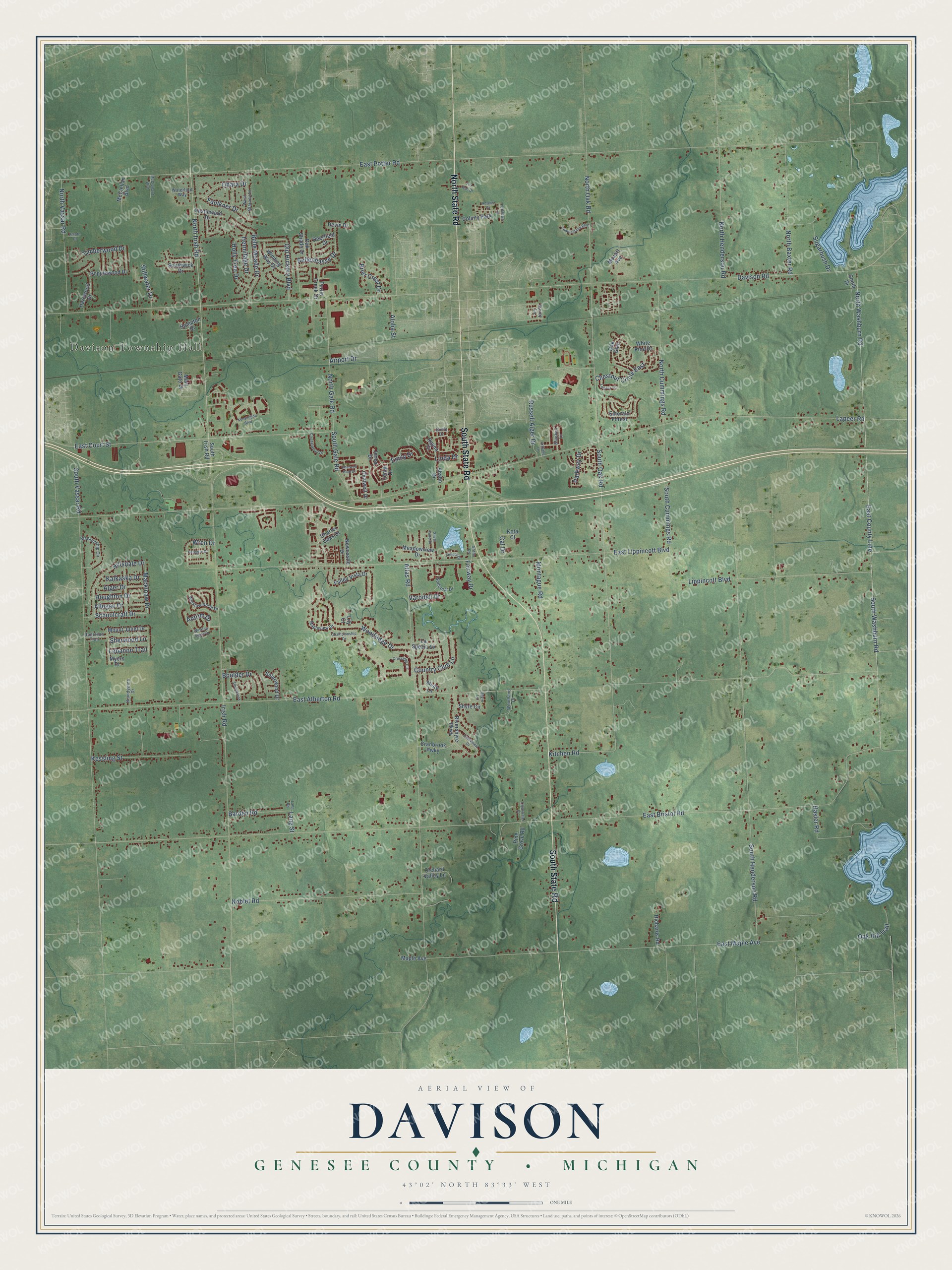 Watermarked full-map preview of Davison, Michigan