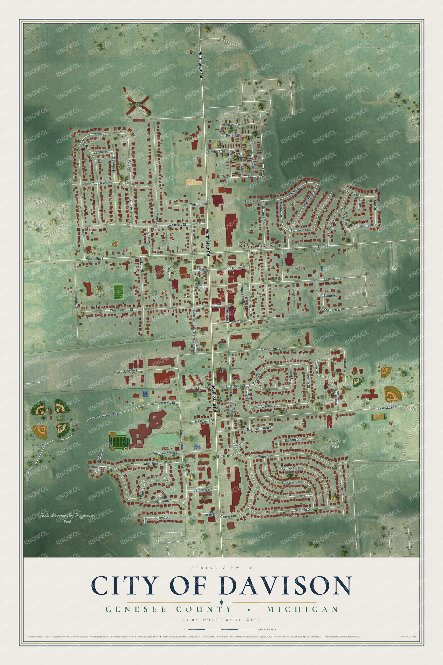 Watermarked full-map preview of Davison, Michigan