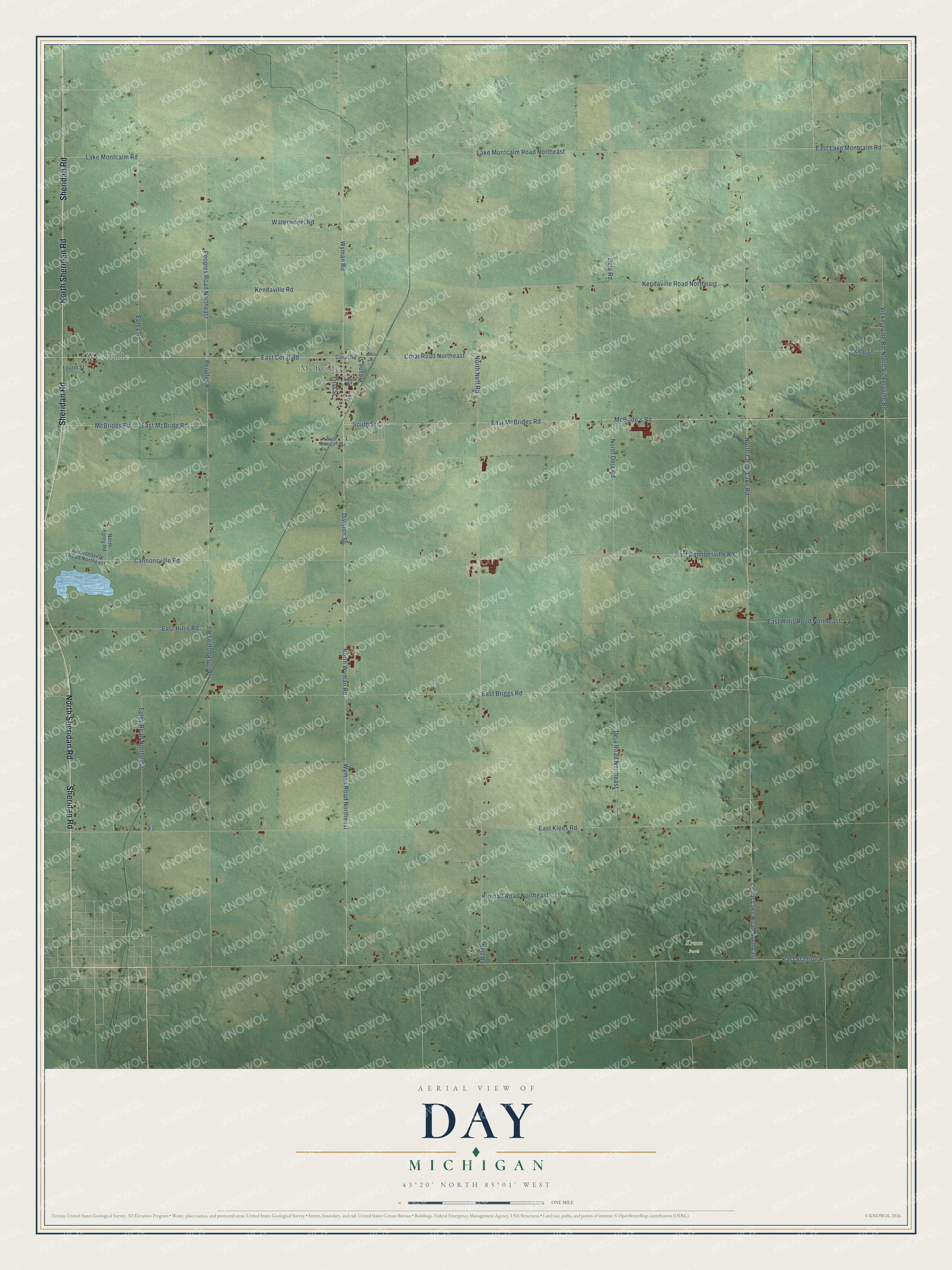 Watermarked full-map preview of Day, Michigan