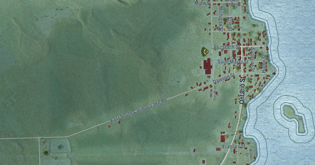 Map of De Tour Village, Michigan in 2026