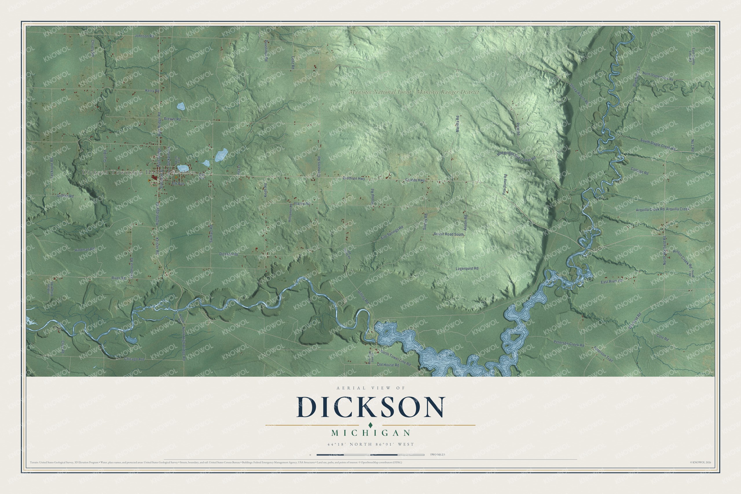 Watermarked full-map preview of Dickson, Michigan